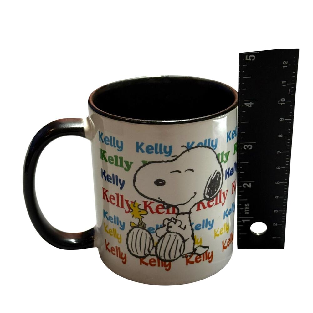 Snoopy Woodstock Kelly Name Mug Peanuts Orca Coatings Black Interior - Picture 8 of 8